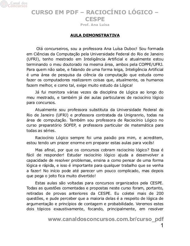 raciocinio logico para concursos em pdf